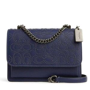 Coach Klare Crossbody Bag With Signature Rivets Blue Pebble Leather